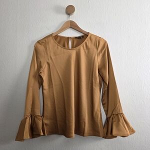 NEW J. Crew Winter Garden Golden Brown Bell Sleeve Blouse
